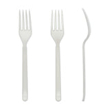 White Polypropylene Fork, Heavy Weight, Front, Back, and Side View