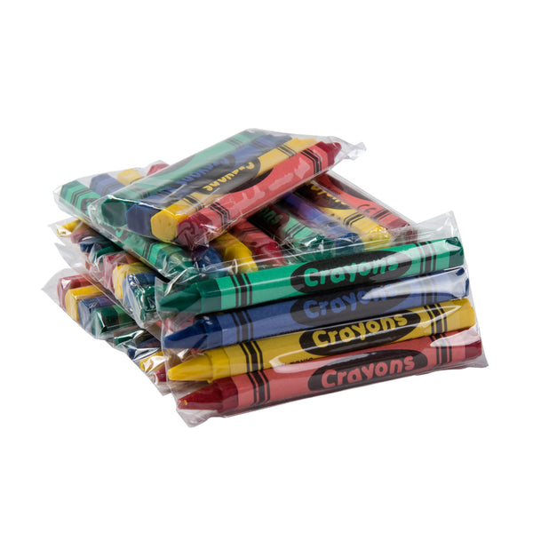 4-Pack Premium Cello Crayons (125 Packs of 4 each = 500 crayons/case)