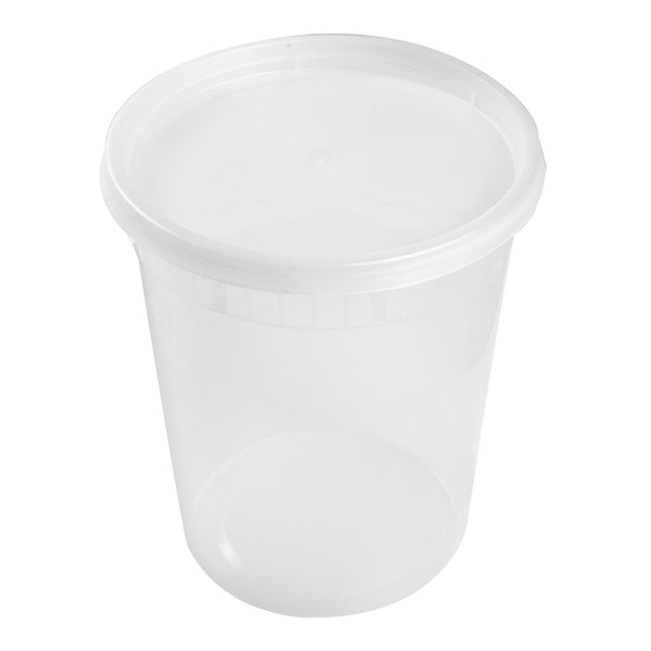 Gen Plastic Deli Container with Lid, 32 oz, Clear, Plastic, 240/Carton