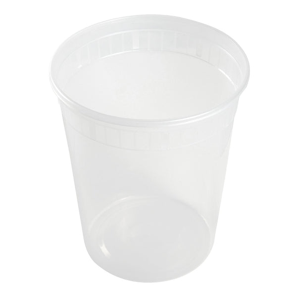 Yocup 32 oz Translucent Plastic Round Deli Container w/ Lid Combo (v1) - 1  case (240 set)
