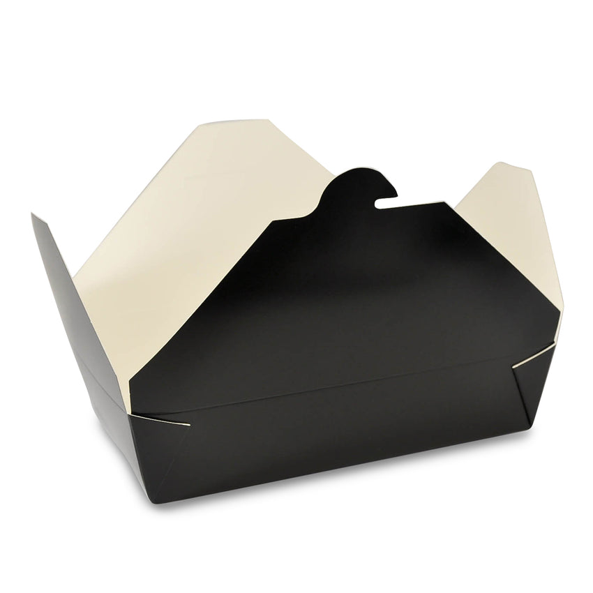 Black Folded Takeout Box, 7-3/4" x 5-1/2" x 1-7/8", Open Box