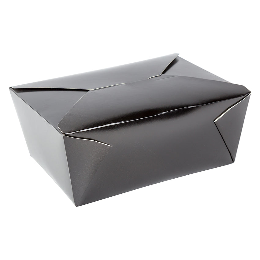 Black Folded Takeout Box, 7-3/4" x 5-1/2" x 3-1/2"