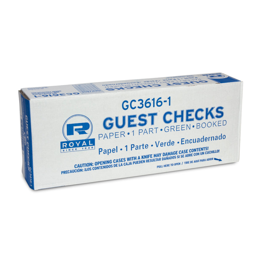 Green Guest Check 1-Part Booked, 16 lines, Closed Case