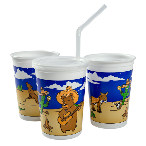 Royal Paper 12 oz. Imagination Print Kid's Cup with Lid and Straw