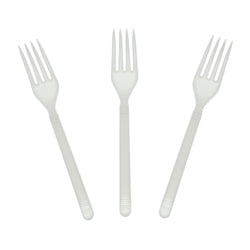 White Polypropylene Fork, Heavy Weight, Three Forks Fanned Out
