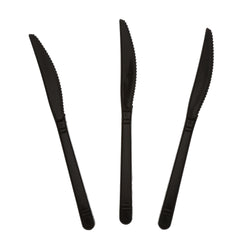 Black Polypropylene Knife, Heavy Weight, Three Knives, Fanned Out