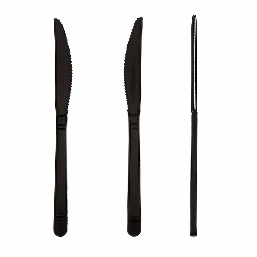 Black Polypropylene Knife, Heavy Weight, Three Knives, Side by Side