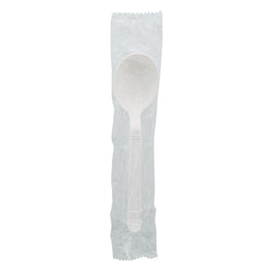 White Polypropylene Soup Spoon, Heavy Weight, Individually Wrapped