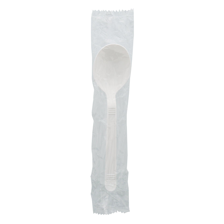 White Polypropylene Soup Spoon, Heavy Weight, Individually Wrapped
