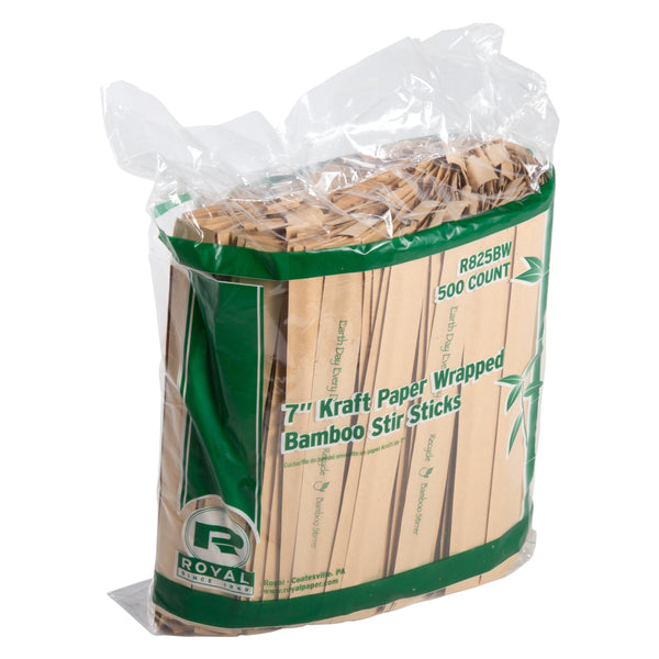 Royal Paper R825B 7 Eco-Friendly Bamboo Coffee Stirrers