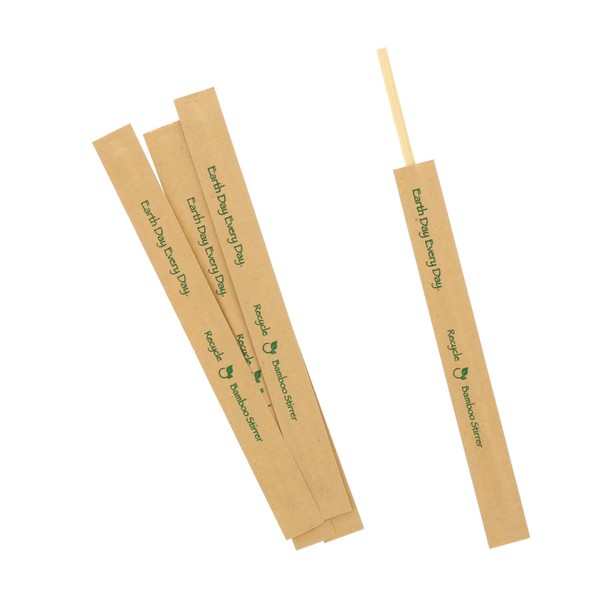 7" BAMBOO STIR STICK KRAFT PAPER WRAPPED, Group View