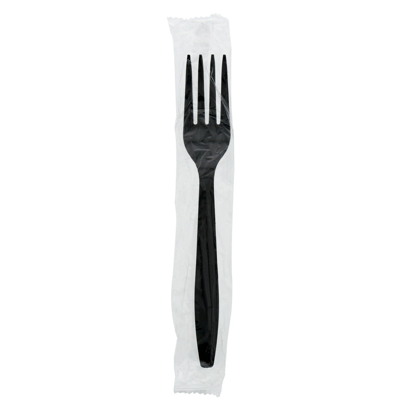 Black Polystyrene Fork, Heavy Weight, Individually Wrapped