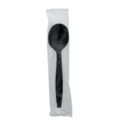 Black Polystyrene Soup Spoon, Heavy Weight, Individually Wrapped