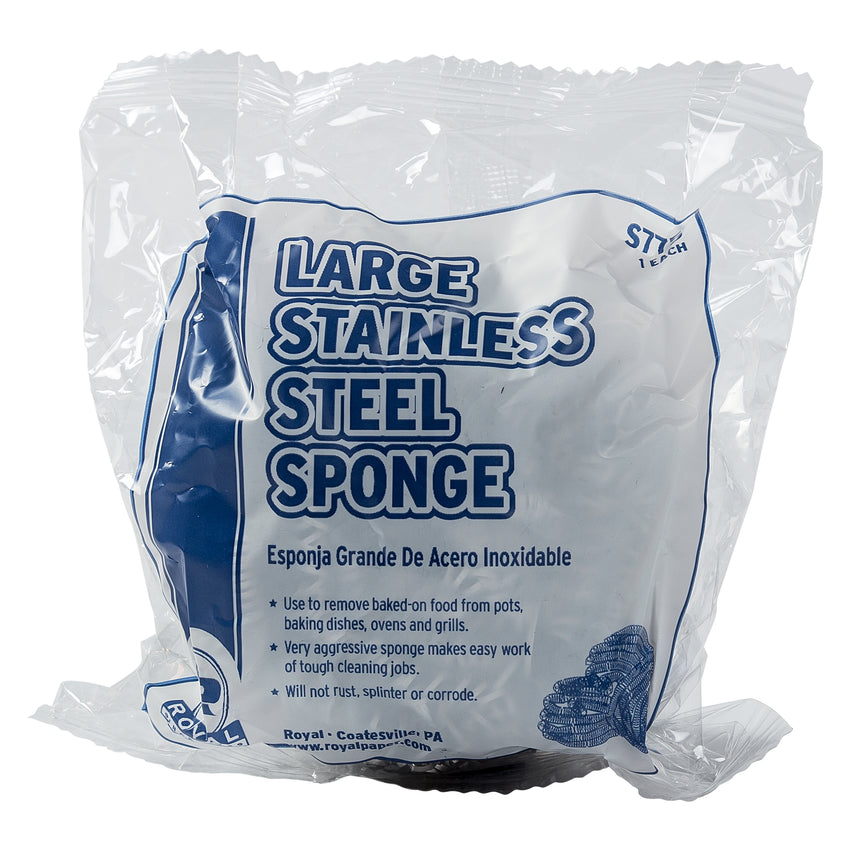 LARGE STAINLESS STEEL SPONGE, Plastic Wrapped Individual Package