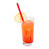 9" Giant Red Straws, Unwrapped, Straw In Beverage
