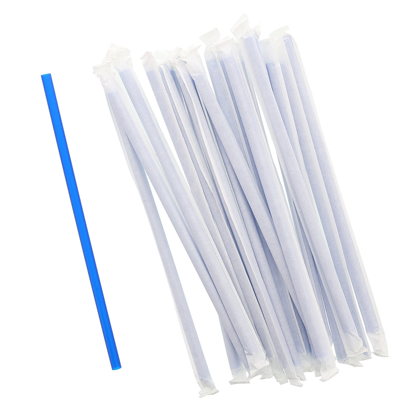 9" Giant Blue Straws, Paper Wrapped, Group Image