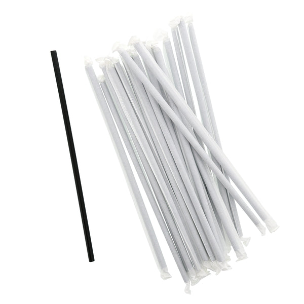 Straw, 10.25, Giant, Paper Wrapped, Black, 4/300 – AmerCareRoyal
