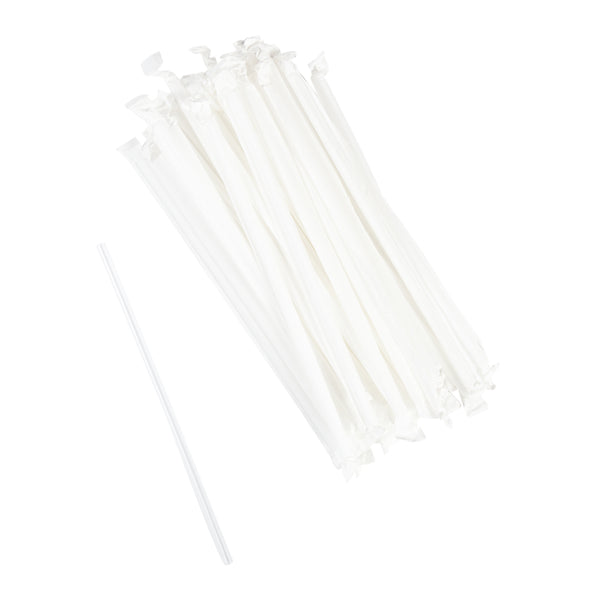 Karat 7.75'' Flexible Jumbo Straws (5mm) Paper Wrapped, Clear - 10,000 Pcs