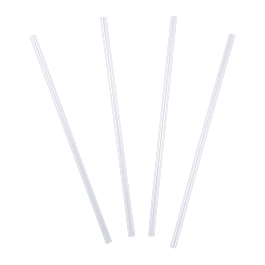 7.75" Jumbo Clear Straw, Unwrapped, Group Image, Fanned Out Straws