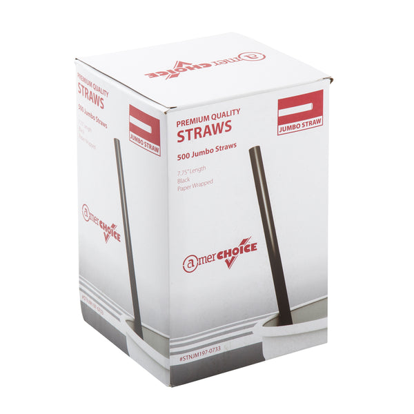 7.75 Clear Paper Wrapped Jumbo PLA Straws, Case of 6,000