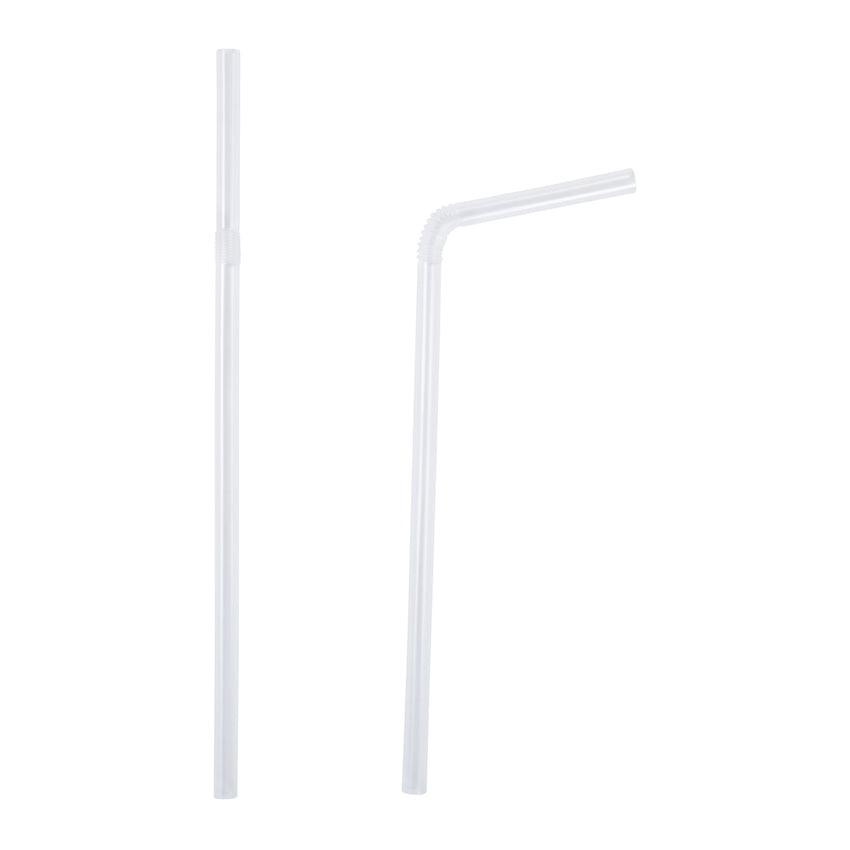 7-5/8" Jumbo Flex Clear Straw, Paper Wrapped, Photo Of Two Straws