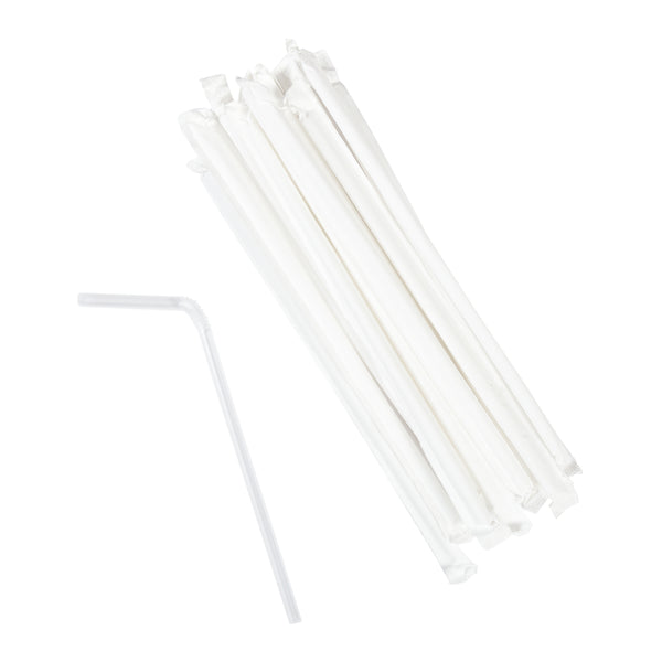 Sunset Drinking Straws 7.75 Wrapped Flex White - 400 Count