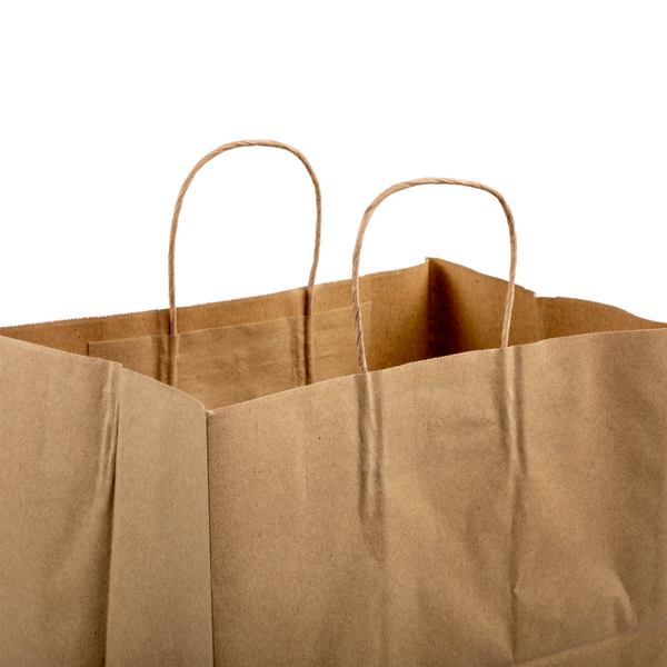 Choice 12 x 9 x 15 3/4 Natural Kraft Paper Customizable Shopping Bag  with Handles - 200/Case