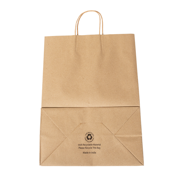 EM-1377U - U Cut - Kraft Paper Bag (Twisted Round Handle 120gsm) 13 x –  GBC GROUP