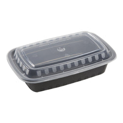 24 Oz Rectangular Black To-Go Container with Clear Lid Combo