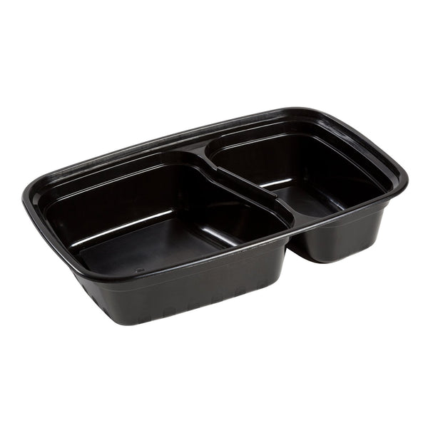 3 Compartment 33 oz. Rectangular Black Containers and Lids, Case of 150