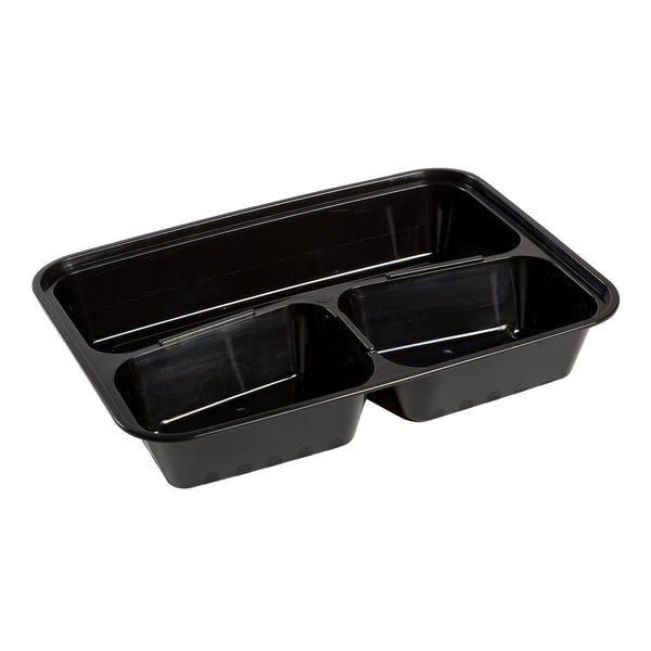 Container, To Go, Combo, PP, 32 Oz, Black, Rect, 2-Comp, 150 – AmerCareRoyal