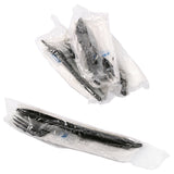 5 in 1 Cutlery Kit, Series P203, Black, Medium Weight Polypropylene, Wrapped Fork, Knife, Salt And Pepper Packets and 12" x 13" Napkin