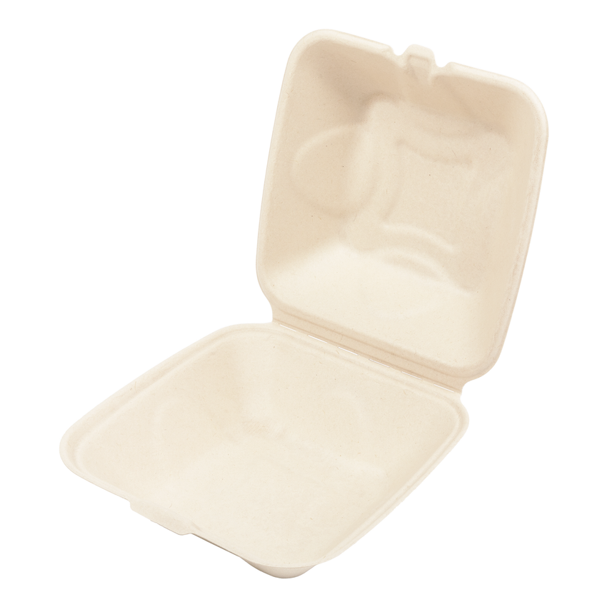Molded Fiber NPFA Small Hinged Lid Containers 6" x 6" x 3.19"