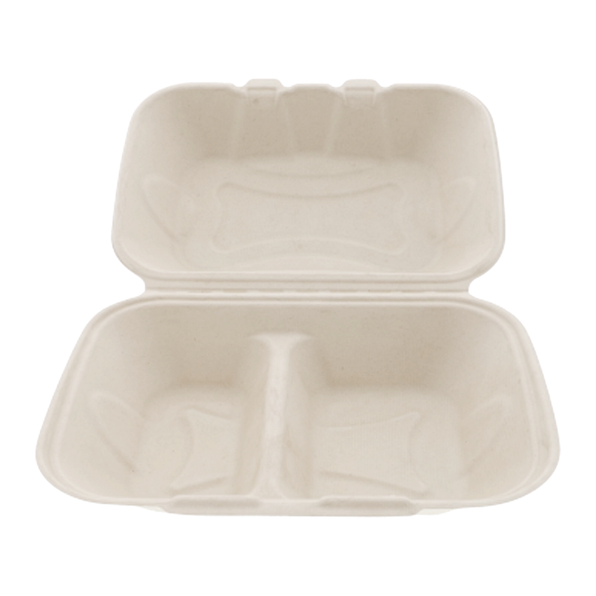 2-section Hinged Lid NPFA Containers 9" x 6", Open