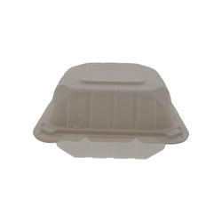 Mineral Filled PP Container, Hinged Lid, 6X6X3, 1 Comp, LW, Vented, White