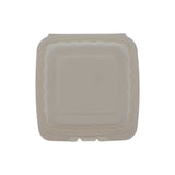 Mineral Filled PP Container, Hinged Lid, 8X8X3, 1 Comp, LW, Vented, White, top view