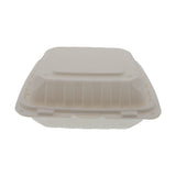 Mineral Filled PP Container, Hinged Lid, 8X8X3, 3 Comp, LW, Vented, White, front