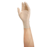 Verge Latex Gloves, Lightly Powdered, Glove On Hand