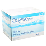 Odyssey Blue Vinyl Gloves, Powder Free, Case Closed