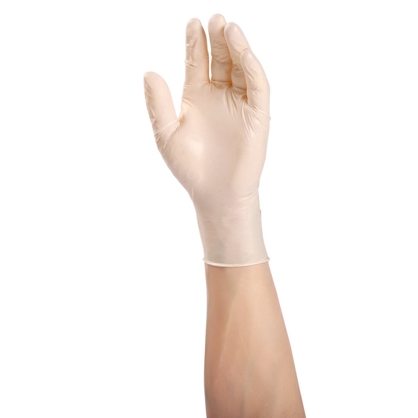 Gladiator Synthetic Stretch Vinyl Gloves, Lightly Powdered, Glove On Hand