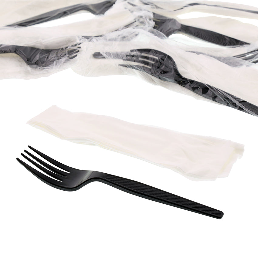 2 in 1 Cutlery Kit, Black, Medium Heavy Weight Polystyrene, Fork and Knife