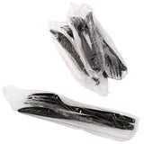3 in 1 Cutlery Kit, Black, Medium Weight Polypropylene, Fork, Knife, Napkin, Individually Wrapped