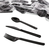3 in 1 Cutlery Kit, Series P505, Black, Heavy Weight Polypropylene, Fork, Knife and Spoon