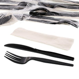 2 in 1 Cutlery Kit, Black, Medium Heavy Weight Polystyrene, Fork, Knife and Napkin