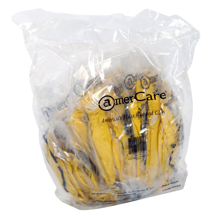 Neptune Yellow Latex Gloves, Flock Lined, Powder Free, Inner Package