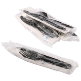 5 in 1 Cutlery Kit, Black, Medium Heavy Weight Polystyrene, Fork, Knife, Salt and Pepper Packets and Napkin, Individually Wrapped