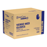 Verge-Med Nitrile Gloves, Exam Grade, Powder Free, Closed Case