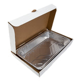White Full Pan Corrugated Catering Box, Open Box With Aluminum Pan Inside