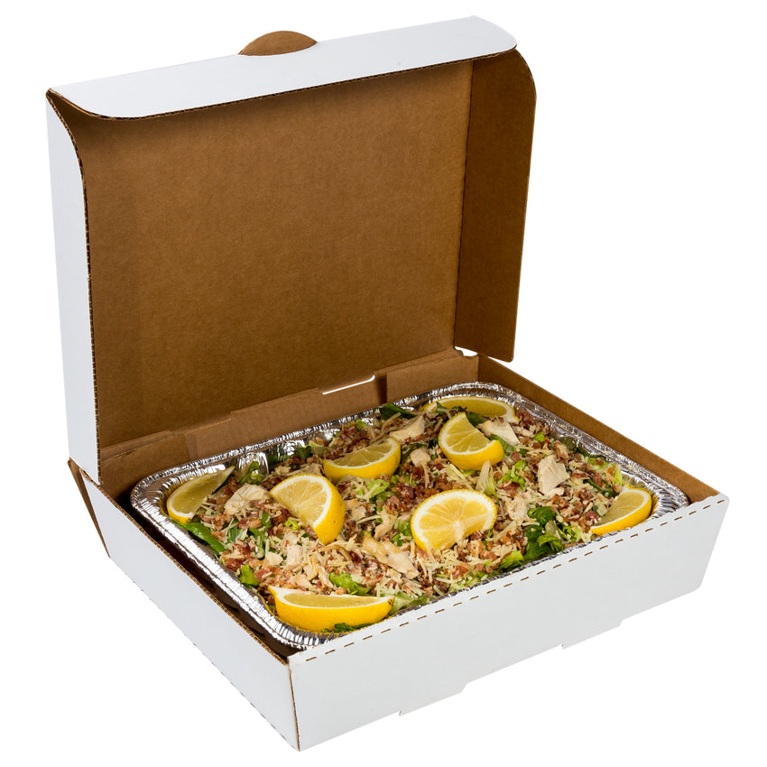 White Half Pan Corrugated Catering Box, Open Box With Food Content