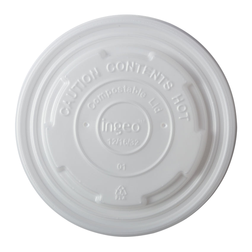 12-32 oz Compostable CPLA Lid, Overhead View